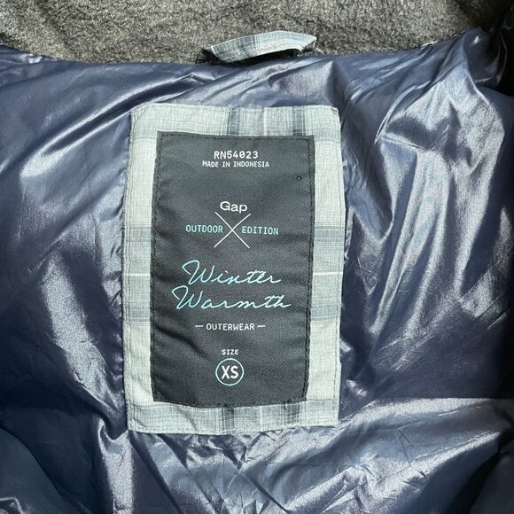 GAP OUTDOOR EDITION VEST PUFFER FULL ZIP ZIP POCKETS WOMENS XS GRAY PLAID WARM - Picture 3 of 8